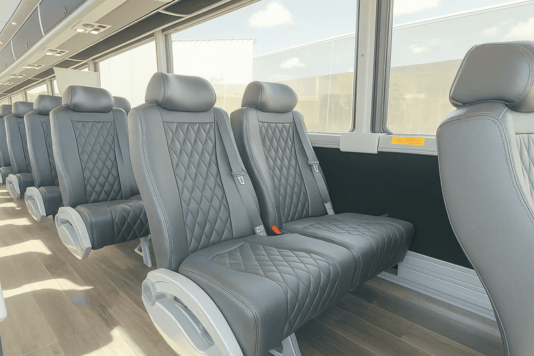 interior of Roanoke Coach Bus Service charter bus