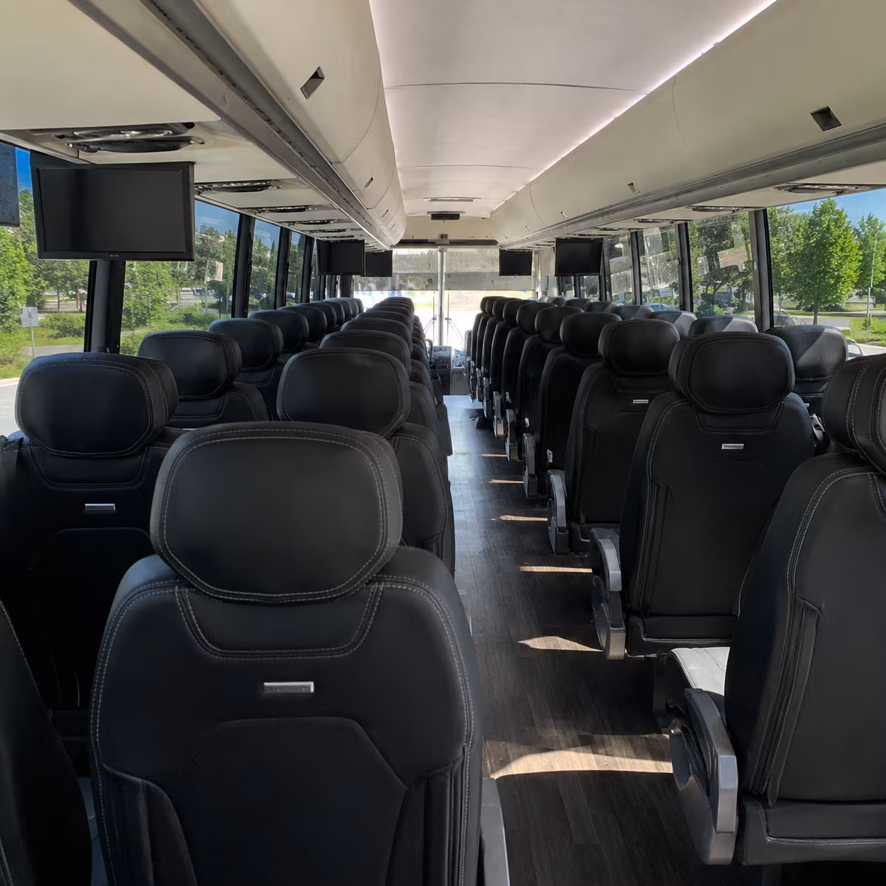 roanoke 56 passenger charter bus inside